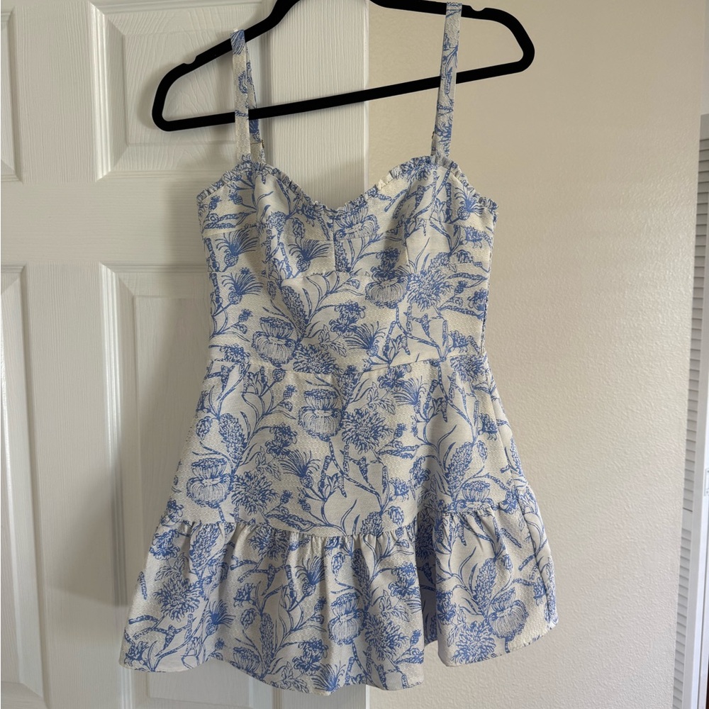 Amanda Uprichard White and Blue Floral Sundress